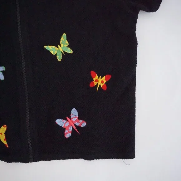 Vintage Richard Sport Black Butterfly Embroidered Zip Front Knit Vest L - Picture 5 of 9